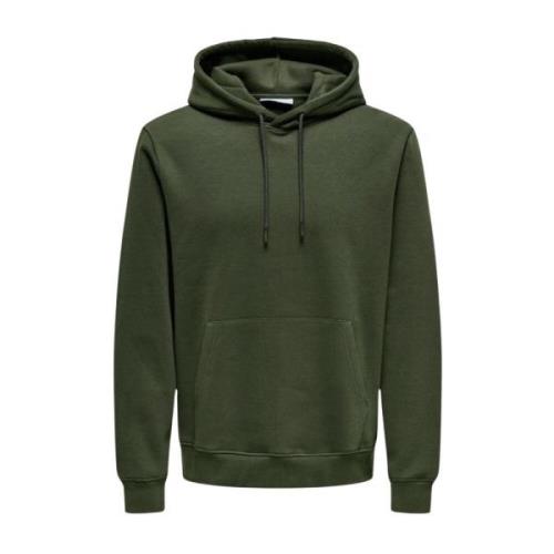 Only & Sons Casual Hoodie Sweatshirt Green, Herr