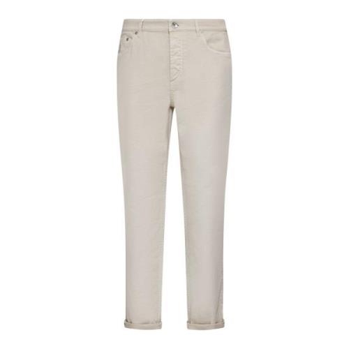 Brunello Cucinelli Vit Stretch Denim Straight Leg Jeans Beige, Herr