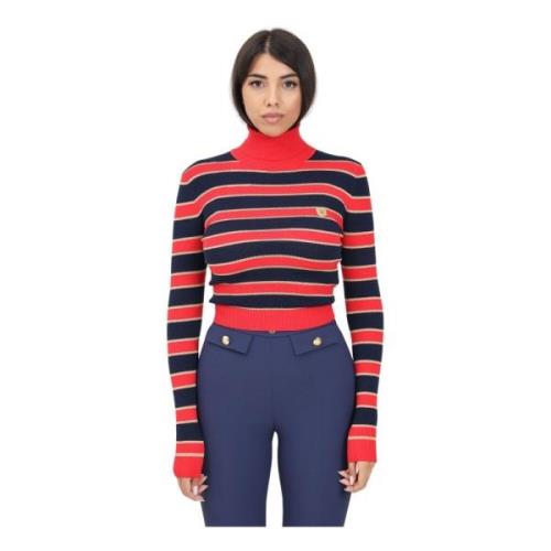 Elisabetta Franchi Randig Lurex Turtleneck Tröja Multicolor, Dam