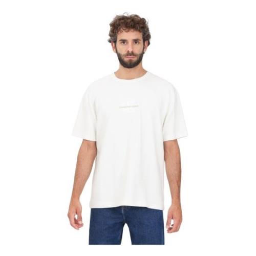 Calvin Klein Jeans Vit T-shirt med Honungssextur White, Herr