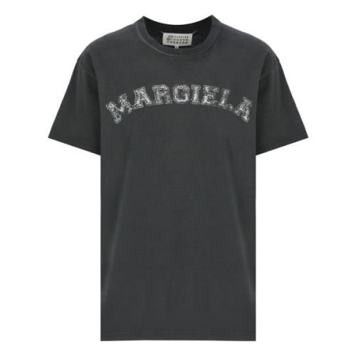 Maison Margiela Svart T-shirt med Kontrasttryck Black, Dam