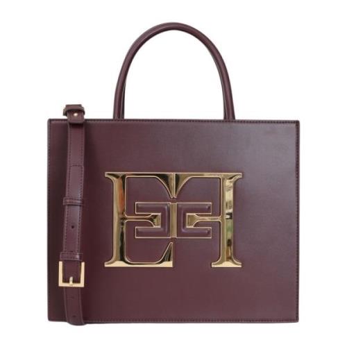 Elisabetta Franchi Bordeaux Shopper Väska med Dragkedja Brown, Dam