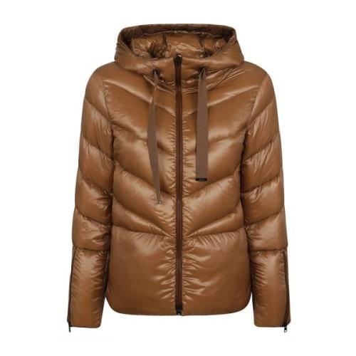 Herno Quiltad Nylon Cape Kamel V-Stil Brown, Dam