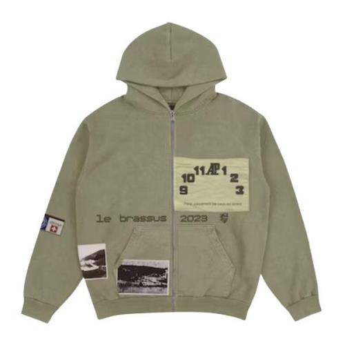 Travis Scott Begränsad upplaga Zip Up Hoodie Khaki Brown Green, Herr