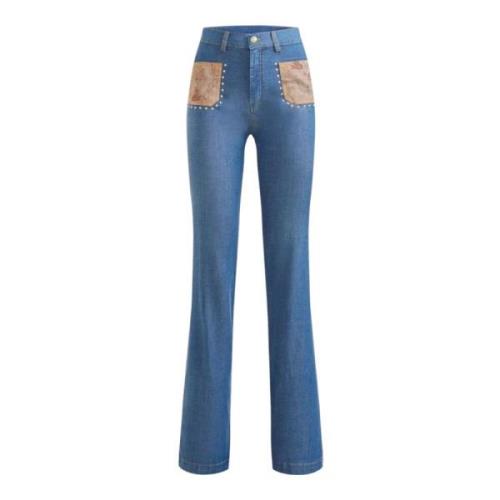 Alviero Martini 1a Classe Snygga Flared Jeans för Kvinnor Blue, Dam