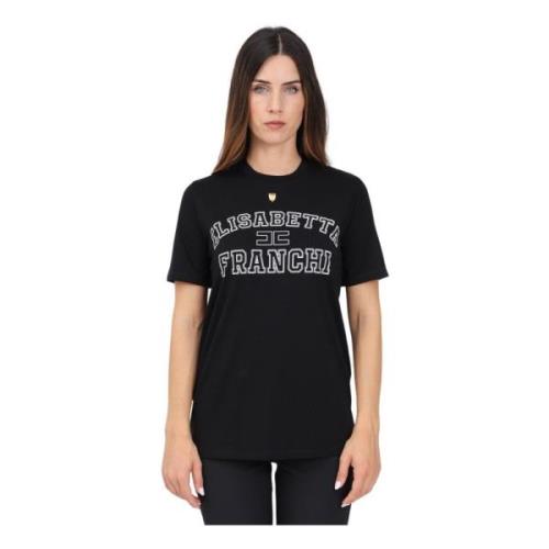 Elisabetta Franchi Svart College Logo T-shirt Black, Dam