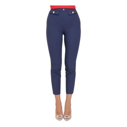 Elisabetta Franchi Blå Elegant Byxor Slim Fit Blue, Dam