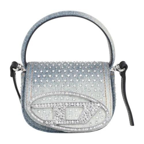 Diesel Mini Denim Axelväska med Strass Blue, Dam