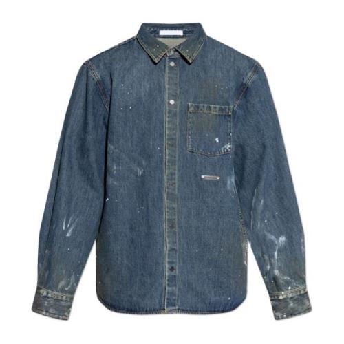 Helmut Lang Denim skjorta med vintage effekt Blue, Herr