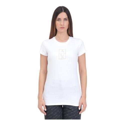 Armani Exchange Vit kortärmad T-shirt med logodetalj White, Dam