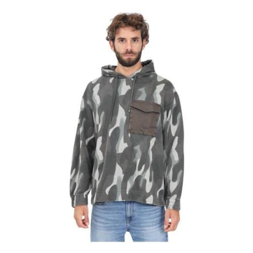 Armani Exchange Grön Camo Hoodie Tröja Multicolor, Herr