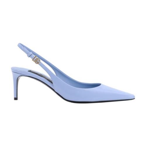 Dolce & Gabbana Blankt Läder Slingback Stilettklack Blue, Dam