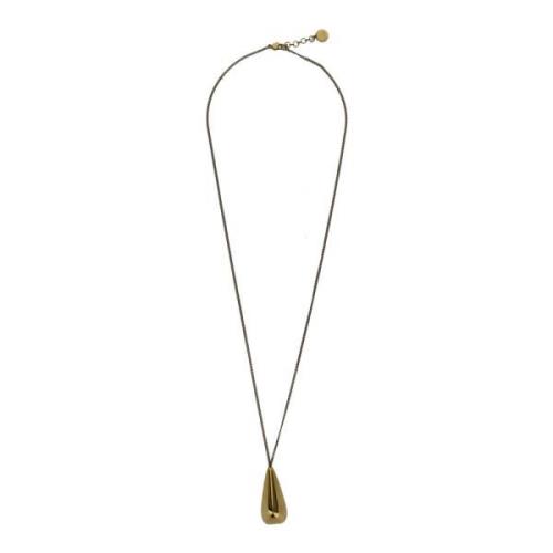 Alexander McQueen Guld Tear-Drop Hänge Halsband Gray, Dam