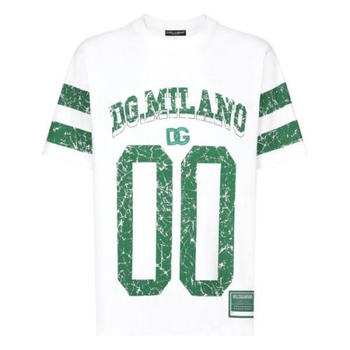 Dolce & Gabbana Tryckt Bomull Jersey T-shirt Vit White, Herr