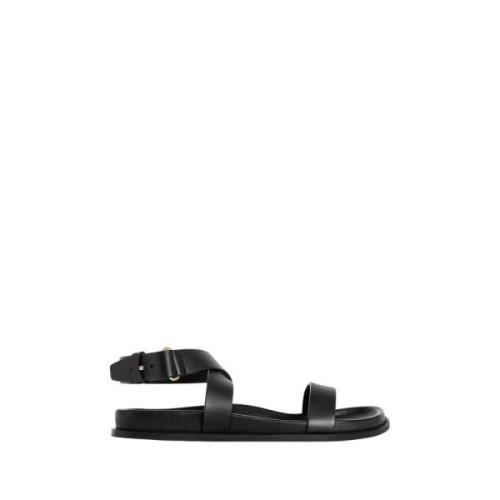 TotêMe Svart Läder Chunky Sandal med Spänne Black, Dam