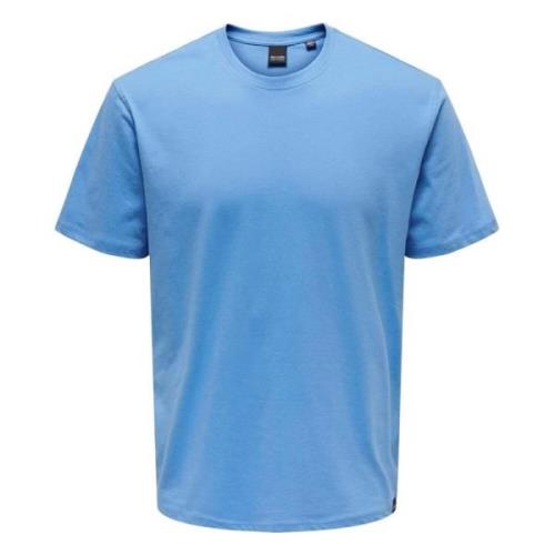 Only & Sons Regular Fit Rund Hals T-shirt Blue, Herr