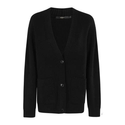 Seventy Stilfull Stickad Cardigan Tröja Black, Dam