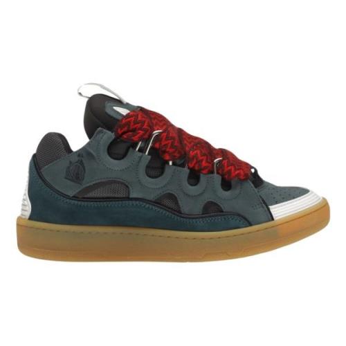 Lanvin Blå Grå Läder Sneakers Limited Edition Blue, Herr