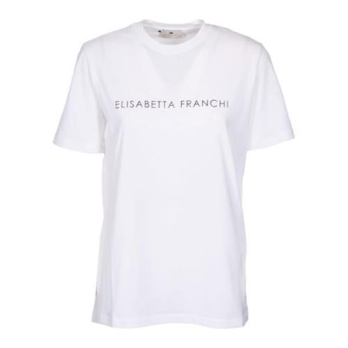 Elisabetta Franchi Logo Print Bomull T-shirt White, Dam