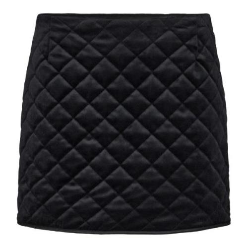 Designers Remix Quiltad Sammet Mini Kjol Black, Dam