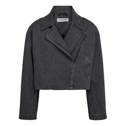 Designers Remix Klassisk Denim Bikerjacka Black, Dam