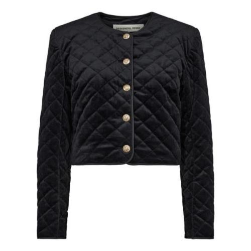 Designers Remix Quiltad sammetjacka med gyllene knappar Black, Dam