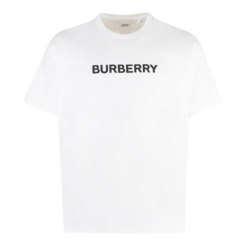 Burberry Räfflad Bomull Crew-Neck T-shirt White, Herr