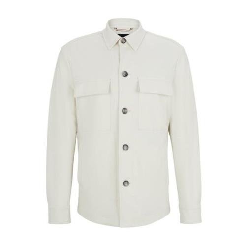 Hugo Boss Stretch Jersey Overshirt i Vit White, Herr