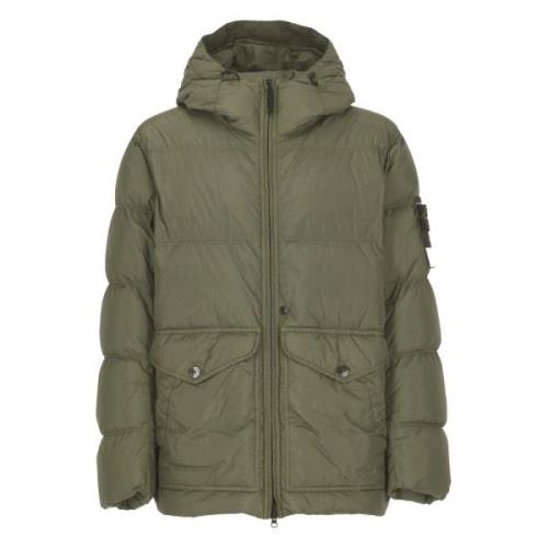 Stone Island Quiltad Dunjacka med Huva Green, Herr