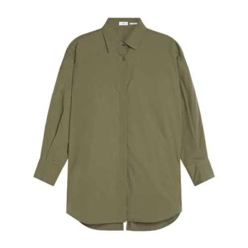 Closed A-linje Poplin Blus med Dold Slits Green, Dam