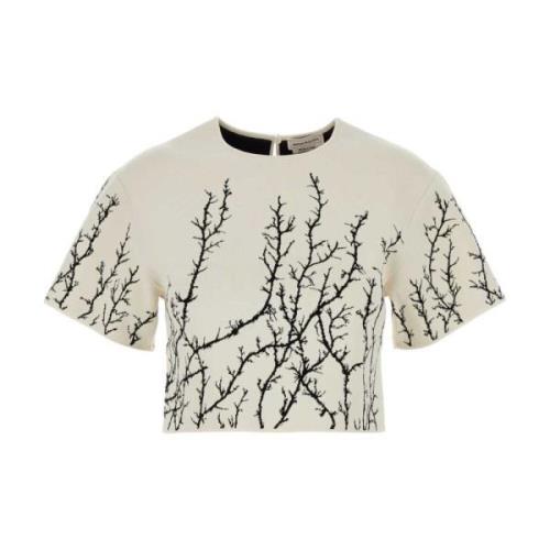 Alexander McQueen Stretch Viskosblandning Elfenben Topp White, Dam