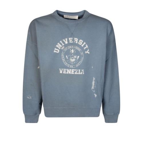 Golden Goose Vintage College Crewneck Sweatshirt Blue, Herr