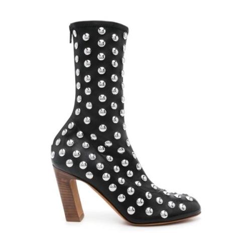 Khaite Studded Svarta Läder Ankelboots Black, Dam