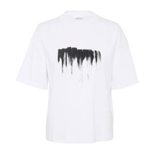 Karen by Simonsen Grafiskt Tryck Boxy Tee Bright White White, Dam