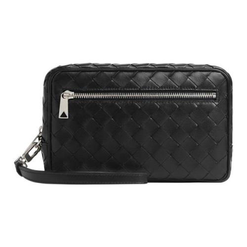 Bottega Veneta Svart Läderclutch med Handledsrem Black, Herr