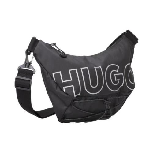 Hugo Boss Svart Logo Hobo Väska Black, Herr