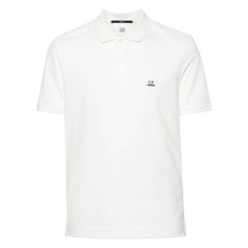 C.p. Company Logo Patch Polo Shirt White, Herr