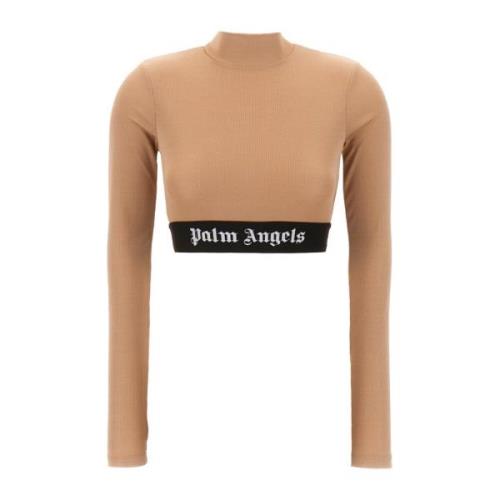 Palm Angels Avslappnad Bomull T-shirt Beige, Dam