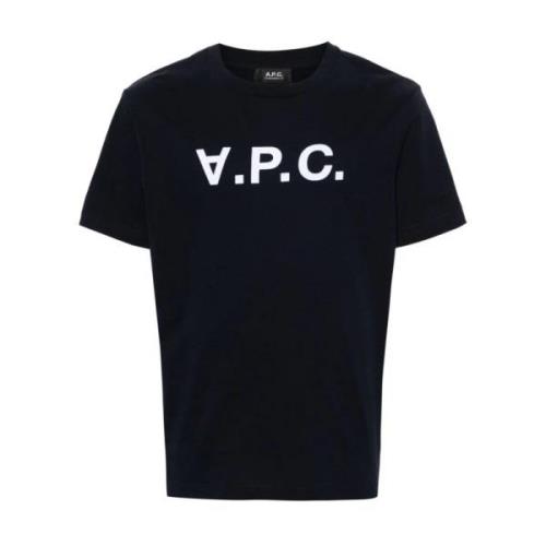 A.p.c. Logo Flocked VPC T-Shirt Blue, Dam