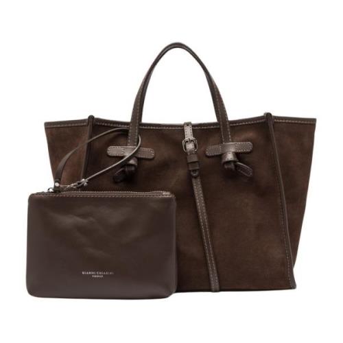 Gianni Chiarini Miss Marcella Suede Tote Bag Brown, Dam