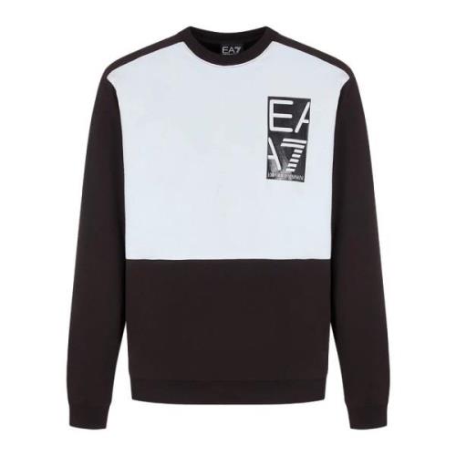 Emporio Armani EA7 Svart och vit crewneck sweatshirt med logotyp Multi...