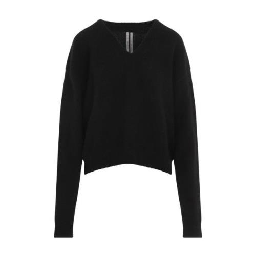 Rick Owens Svart V-ringad tröja Black, Dam