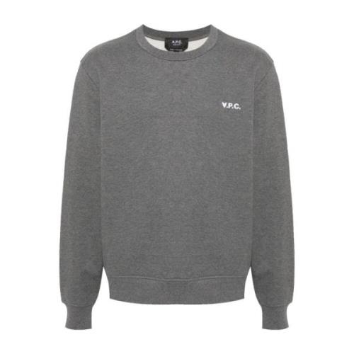 A.p.c. Logo Flocked Sweatshirt Gray, Herr