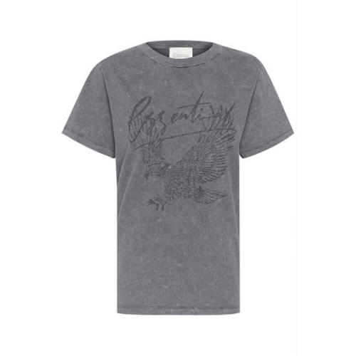 My Essential Wardrobe Cool Print Tee Top Medium Grey Gray, Dam