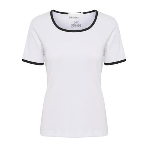 Karen by Simonsen Slim Tee Top i Bright White White, Dam