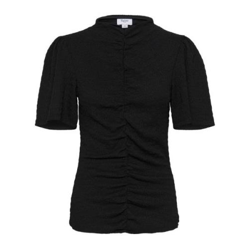 Saint Tropez Elegant Rynkad Svart Blus Black, Dam