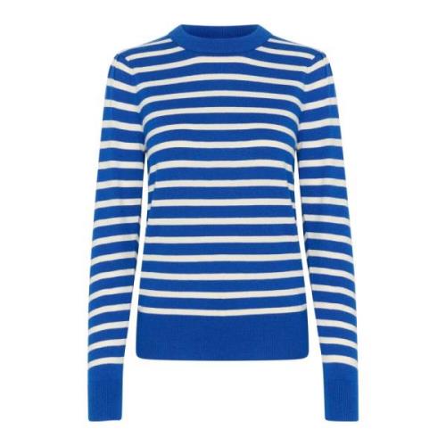 Saint Tropez Randig Pullover Tröja Surf Blue Blue, Dam