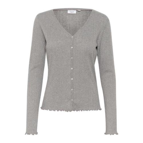 Saint Tropez Grå Quill Melange Cardigan Top Gray, Dam