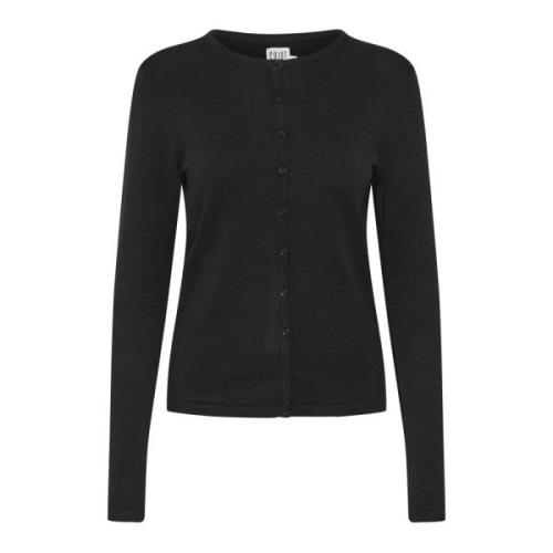 Saint Tropez Enkel Svart Cardigan med Knappar Black, Dam