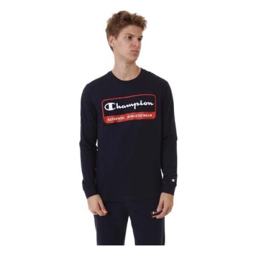 Champion Autentisk långärmad T-shirt Blue, Herr